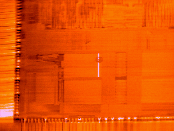 CIVA image (higher magnification) localizing an open metal 2 to metal 3 via on a 486 class microprocessor (Photo courtesy Sandia National Labs).