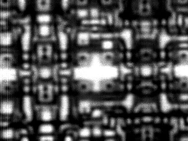 High magnification IR backside image of an SRAM. (Courtesy Sandia Labs.)